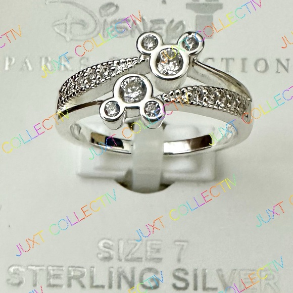 NWT Disney Parks Siamese Mickey Mouse Cubic Zirconia Ring in Sterling Silver - Picture 3 of 4